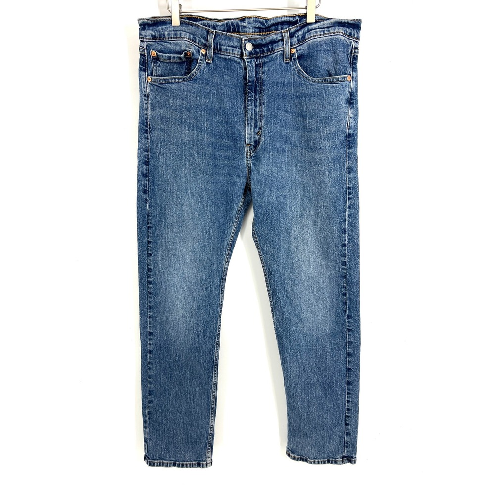 Levis 505 Regular Fit Mens Jeans 38x32 Blue Medium Wash Stretch Straight Leg